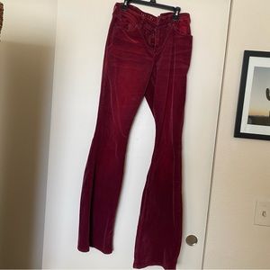 Red corduroy Flare pants